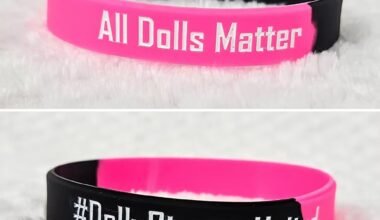 Pink & Black Silicone Wristband 'All Dolls Matter' '#DollySistersUnited'