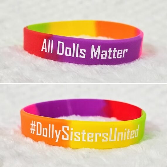 Rainbow Silicone Wristband 'All Dolls Matter' '#dollysistersunited'