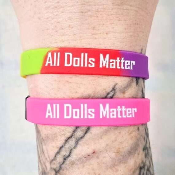 Pink & Black Silicone Wristband 'All Dolls Matter' '#DollySistersUnited'